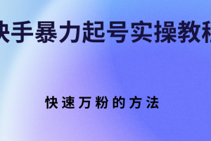 快手暴力起号实操教程，快速万粉的方法