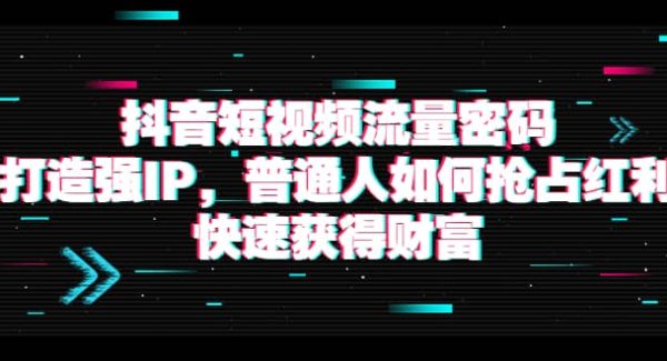 抖音短视频流量密码：打造强IP，普通人如何抢占红利，快速获得财富