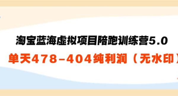 黄岛主：淘宝蓝海虚拟项目陪跑训练营5.0：单天478纯利润（无水印）