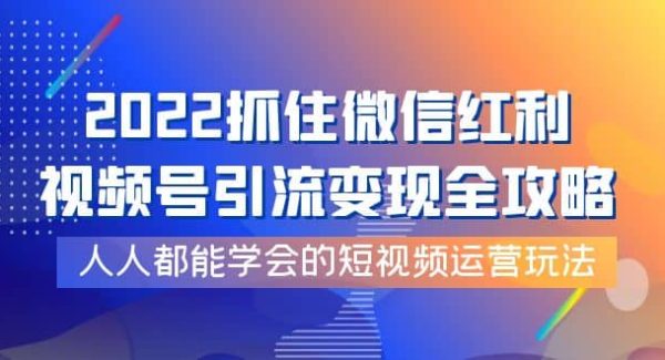 2022抓住微信红利，视频号引流变现全攻略，人人都能学会的短视频运营玩法