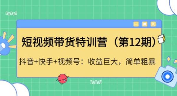 短视频带货特训营（第12期）抖音 快手 视频号