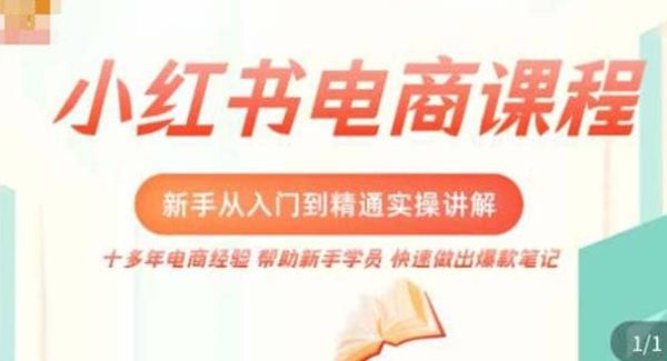 小红书电商新手入门到精通实操课，从入门到精通做爆款笔记，开店运营