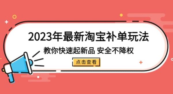 2023年最新淘宝补单玩法，教你快速起·新品，安全·不降权（18课时）