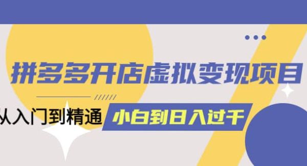 拼多多开店虚拟变现项目：入门到精通 从小白到日入1000（完整版）4月10更新