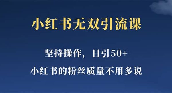 小红书无双课一天引50 女粉，不用做视频发视频，小白也很容易上手拿到结果