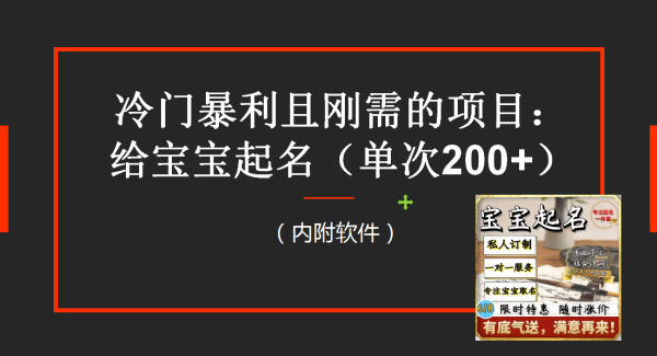 【新课】冷门暴利项目：给宝宝起名（一单200 ）内附教程 工具