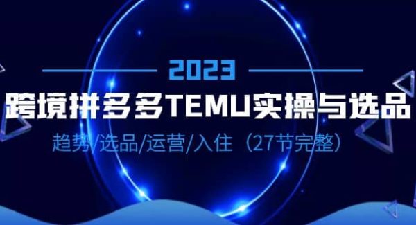 2023跨境·拼多多·TEMU实操与选品，趋势·选品·运营·入住（27节完整）