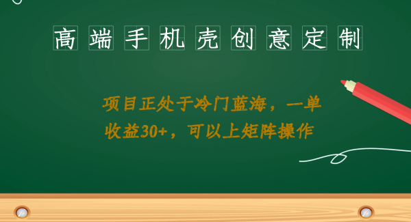 高端手机壳创意定制，项目正处于蓝海，每单收益30 ，可以上矩阵操作