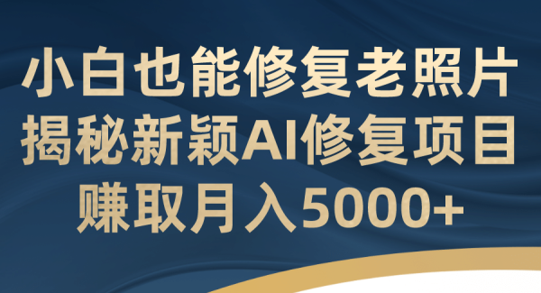 小白也能修复老照片！揭秘新颖AI修复项目，赚取月入5000