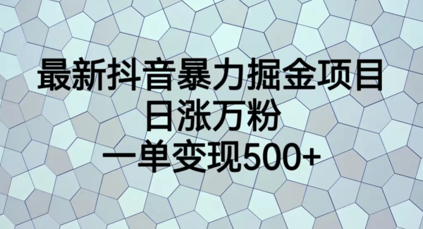 最火热的抖音暴力掘金项目，日涨万粉，多种变现方式，一单变现可达500