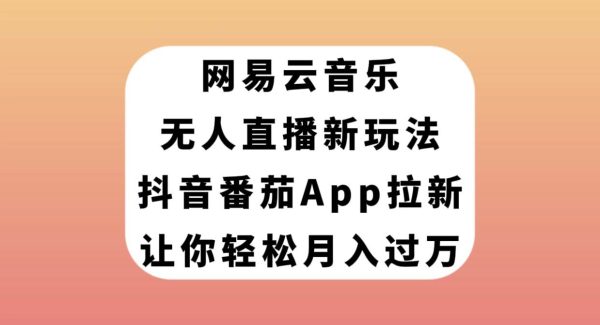 网易云音乐无人直播新玩法，抖音番茄APP拉新，让你轻松月入过万