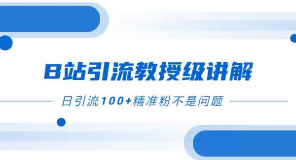 B站引流教授级讲解，细节满满，日引流100 精准粉不是问题