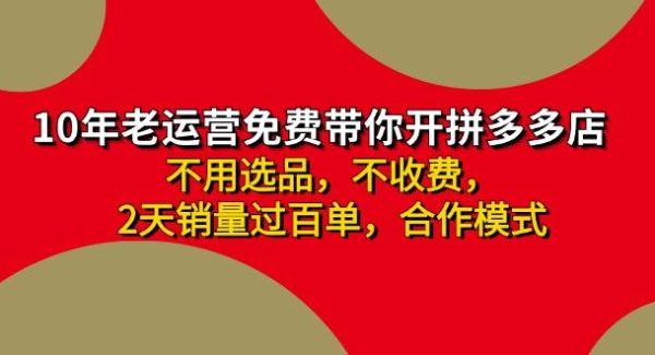 拼多多 最新合作开店日收4000+两天销量过百单，无学费、老运营代操作、…