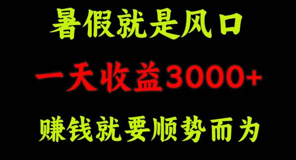 一天收益3000+ 赚钱就是顺势而为，暑假就是风口