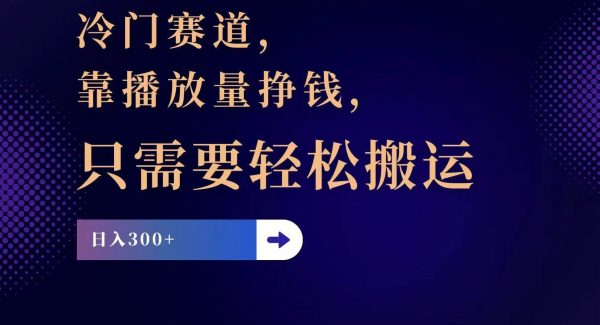 冷门赛道，靠播放量挣钱，只需要轻松搬运，日赚300+