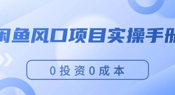 闲鱼风口项目实操手册，0投资0成本，让你做到，月入过万，新手可做