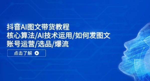 抖音AI图文带货教程：核心算法/AI技术运用/如何发图文/账号运营/选品/爆流